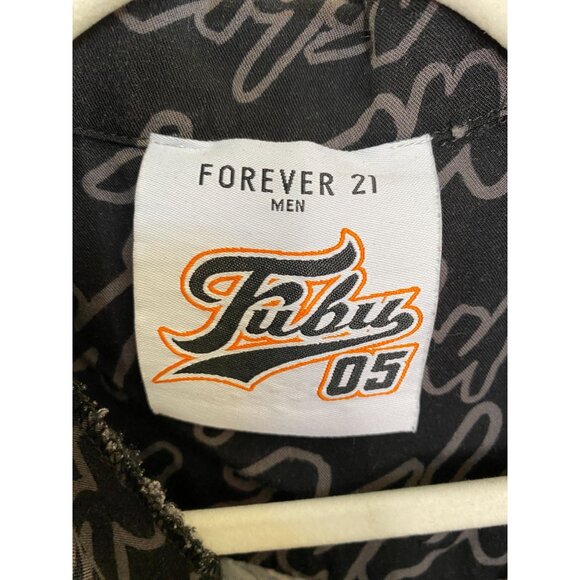 Fubu‎ Black Collared Shirt Men's Rayon Short Sleeve Forever 21 - Picture 3 of 7